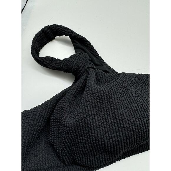 NWT J. Crew Scrunchie Knotted Scoop Neck Black Textured Bikini Top Sz 3X - Picture 7 of 9
